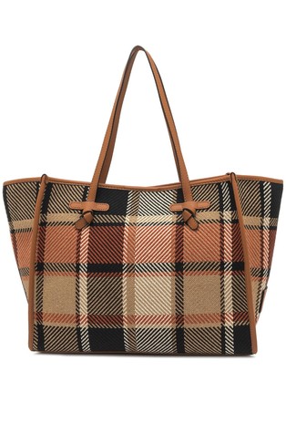 Marcella check-print tote