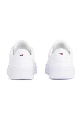 TOMMY HILFIGER Usnjene superge s kontrastnim logotipom Bela - White 3