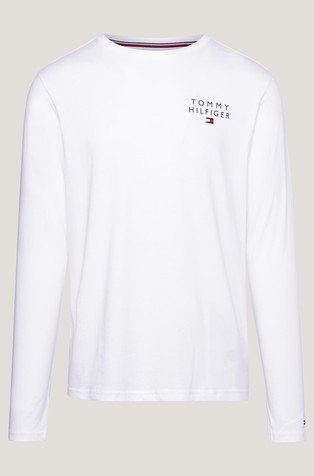 TOMMY HILFIGER Original logo majica z dolgimi rokavi Bela - White 5