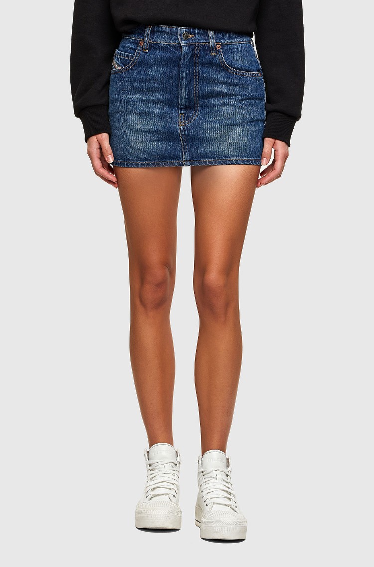 DIESEL Mini skirt in stonewashed denim Medium Blue 
