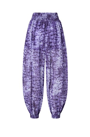 Wide-leg cotton trousers with snake print