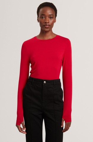 Majica z dolgimi rokavi iz raztegljive viskoze