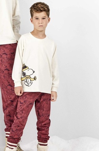 Snoopy pižama z dolgimi rokavi iz bombažne mešanice