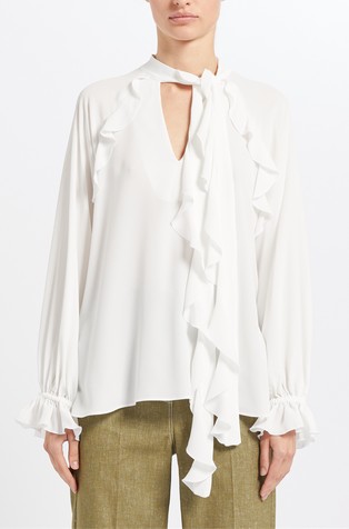 Relaxed fit shirt with ruffles