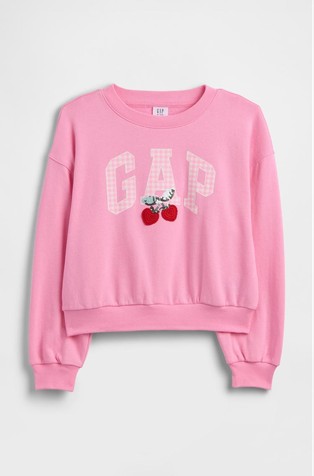 Oversized pulover z logo grafiko za deklice