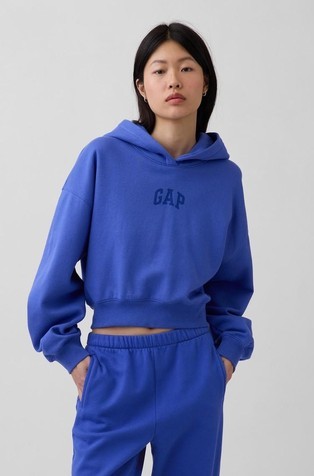 VintageSoft Oversized Crop Logo Hoodie