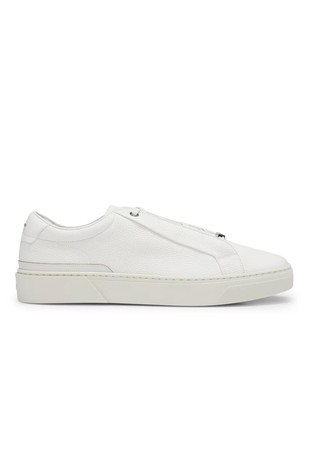 Grained leather trainers with contrasting details