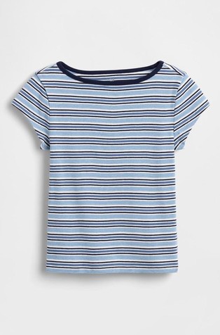 Oprijeta majica s kratkimi rokavi in črtastim vzorcem za deklice
