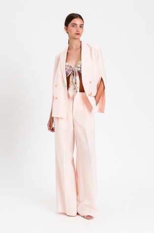 Široke hlače iz mešanice liocela in lana