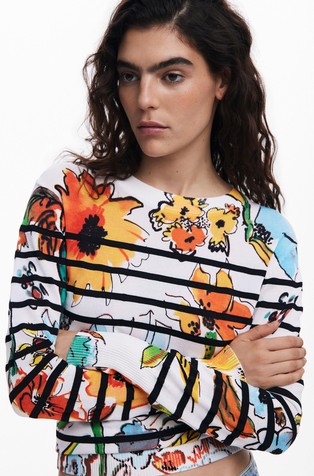 DESIGUAL Striped floral sweater Multi 5