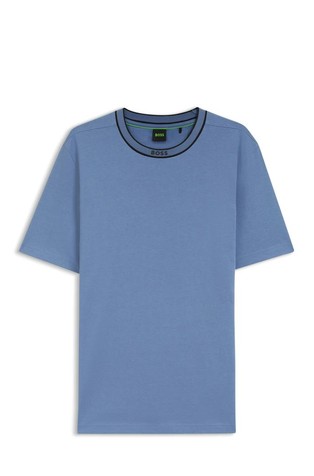 Bombažna majica s kratkimi rokavi in logo ovratnikom