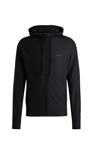 Active-stretch zip-up hoodie with logo detail