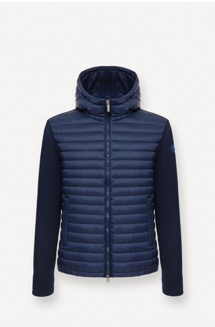 Hybrid padded-front jacket with hood