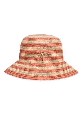 Logo Striped Raffia Bucket Hat