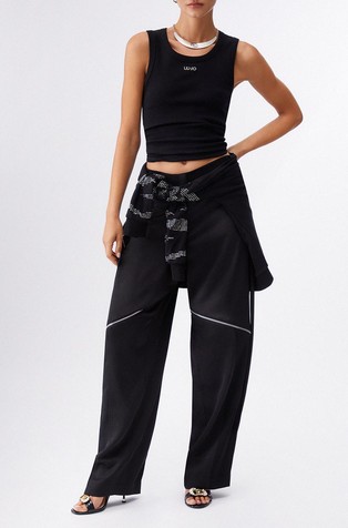 Ribbed tank top with logo embroidery