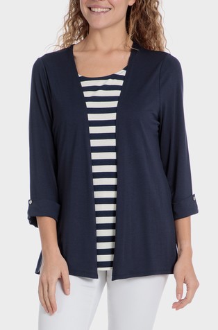 Striped faux twinset