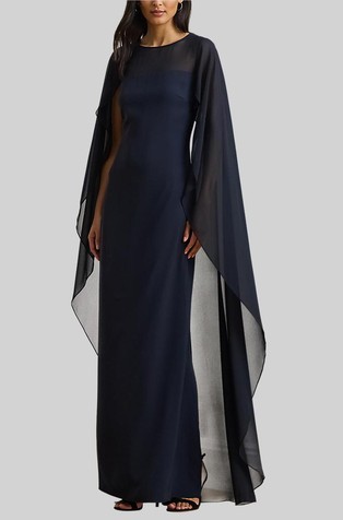 Obleka iz žoržeta z ogrinjalom