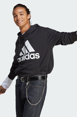 ADIDAS Essentials pulover s kapuco in velikim logotipom Črna - Black 3