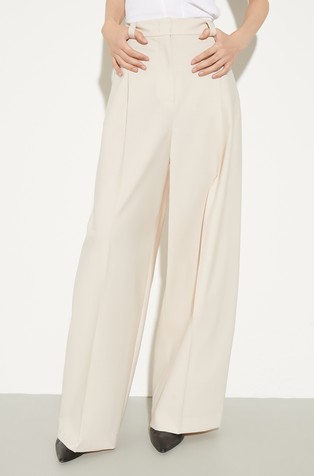 Wide-leg wool-blend trousers