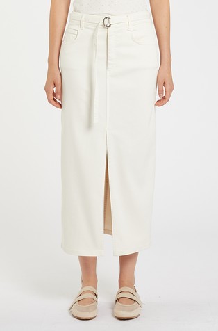 Monochrome midi skirt with belt