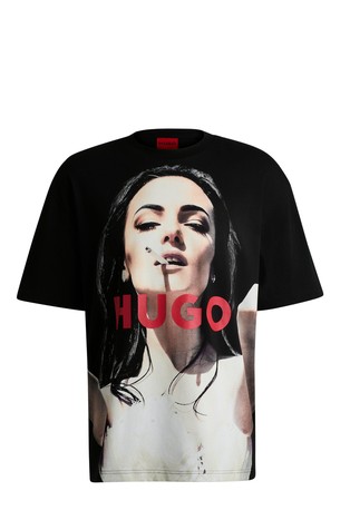 Oversized fit bombažna majica s kratkimi rokavi in potiskom