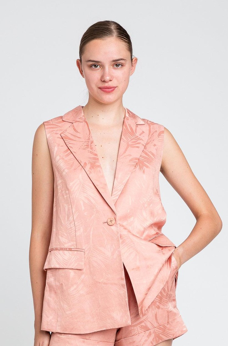 TWINSET Telovnik z žakarskim vzorcem palm Roza - Dusty Coral 