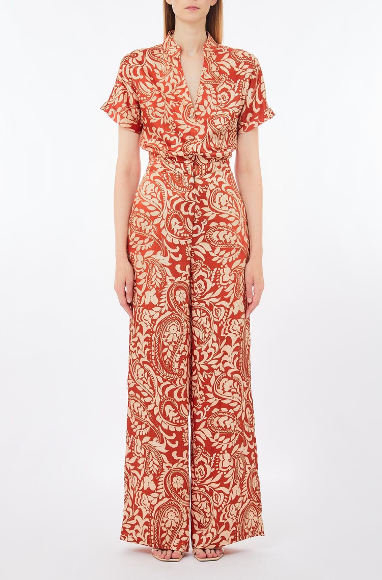 LIU JO Printed twill jumpsuit Terracotta 