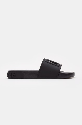 Rubber beachwear sliders with DG Millennials logo