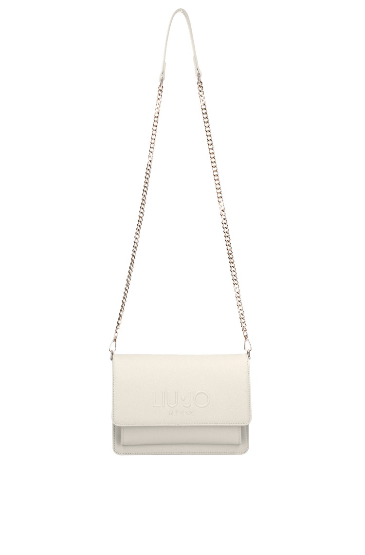 LIU JO Faux leather logo crossbody Off White 