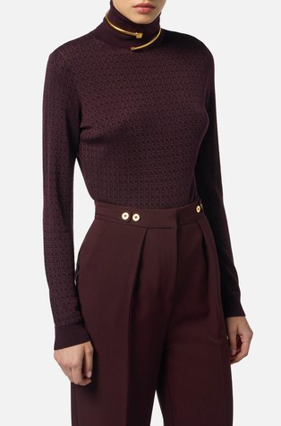 Knit turtleneck with jacquard micro-logo