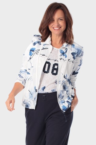 Floral print zip-thru hoodie