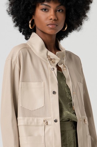 FRACOMINA Jacket regular fit made in pierced fabric Beige 4
