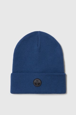 Knit beanie with logo patch