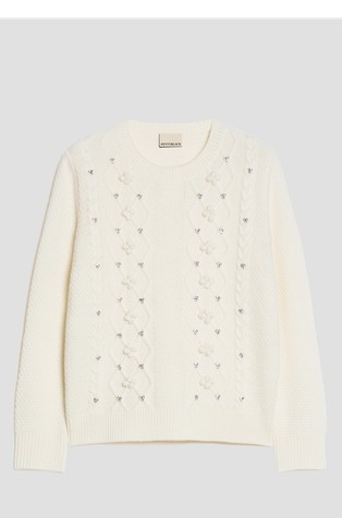 Diamond-knit and rhinestone jumper