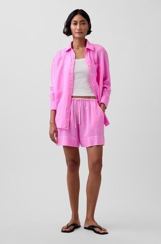 Linen-Blend Easy Shorts