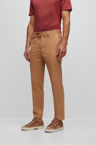 Tapered-fit trousers in stretch cotton with cashmere