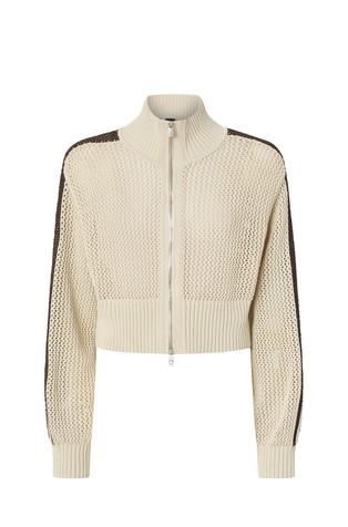 Cropped luknjičasto pletena jopa