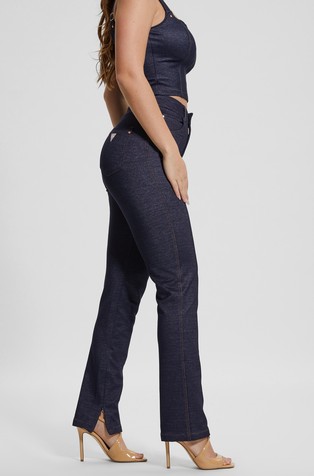 GUESS Straight fit hlače iz viskozne mešanice z videzom denima Modra - Blue 2