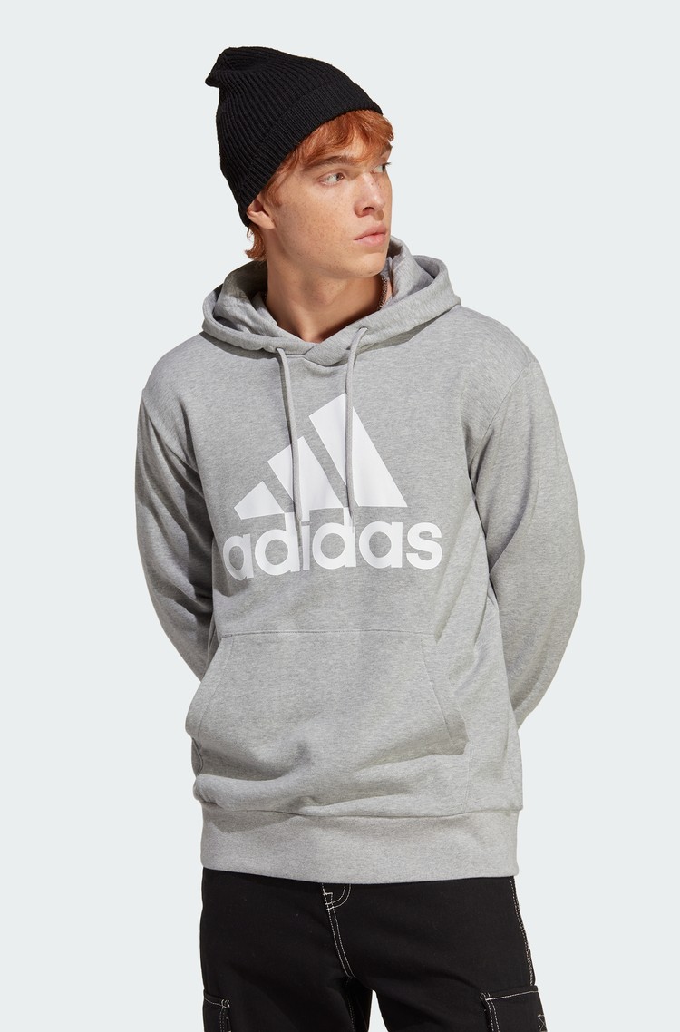 ADIDAS Essentials logo pulover s kapuco Siva - Medium Grey Heather 