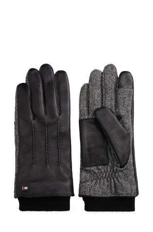 Wool Blend Gloves with Leather Inserts