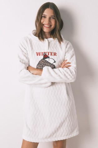 Snoopy fleece nightgown with hood