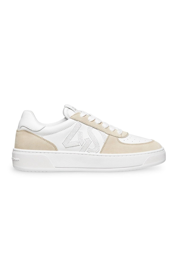STUART WEITZMAN SW monogram usnjene superge Bela - White / Light Beige 