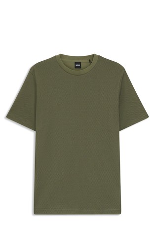 Majica iz merceriziranega bombaža z geometrijskim žakarskim vzorcem