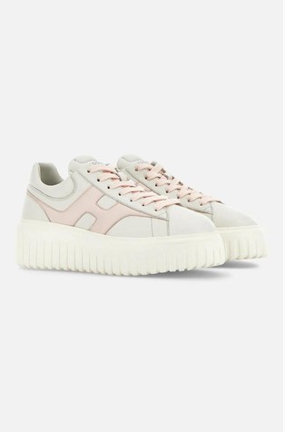 HOGAN H-Stripe usnjene superge Bela - Ivory / Pink 2