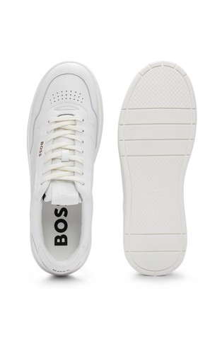 HUGO BOSS Leather trainers with subtle logo White 2