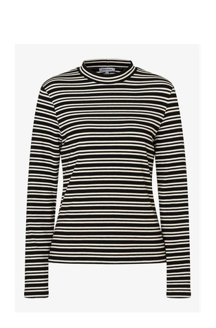 Striped ribbed long-sleeved shirt