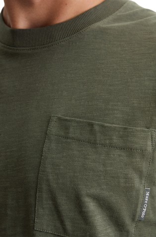 MARC O'POLO DfC regular fit bombažna majica z dolgimi rokavi Zelena - Neverland Iron 3