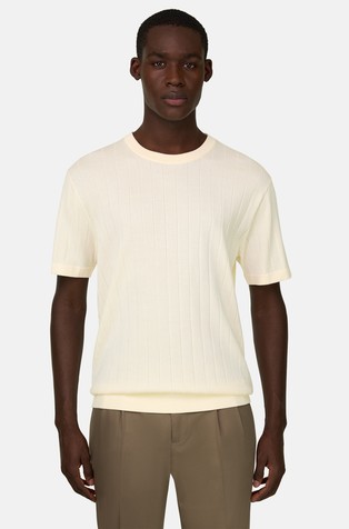 Pletena majica s kratkimi rokavi iz bombaža in svile