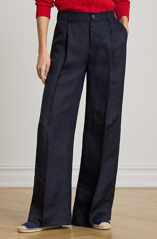 Široke hlače iz lanene mešanice