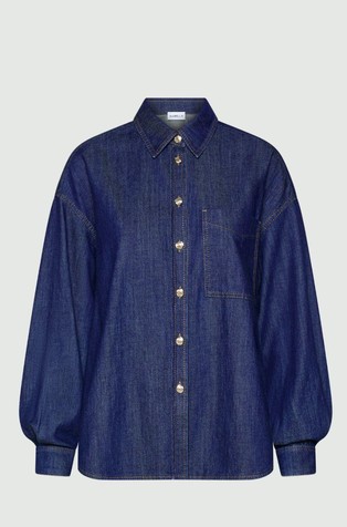 Oversized denim shirt with pocket